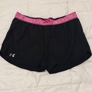 Under Armour Women's Black Shorts with Pink Trim